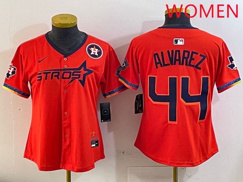 Women Houston Astros 44 Alvarez Orange Fourth generation Joint Name Nike 2025 MLB Jersey style 6